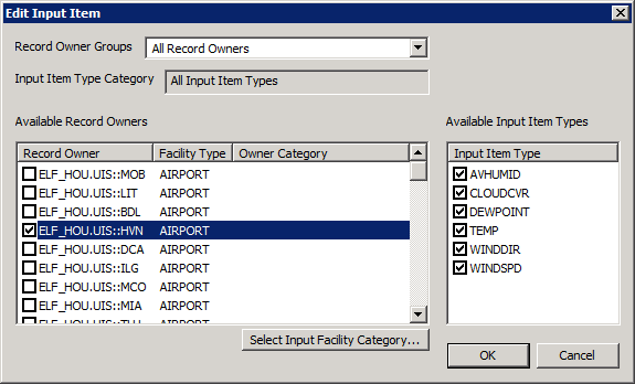 Edit Input Item